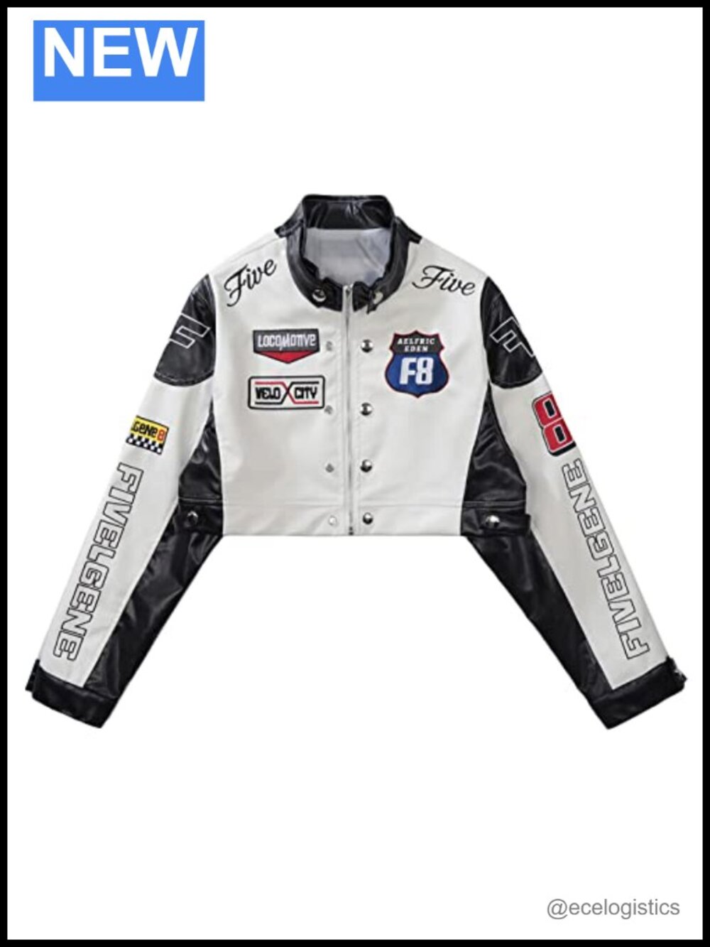Cropped Moto Biker Jacket Women Faux Leather PU Racer Trendy Casual Coat
